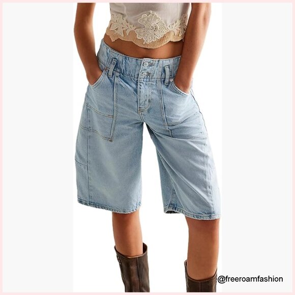 Pants - Denim Barrel Shorts Low Rise Baggy Bermuda Casual Summer Pant